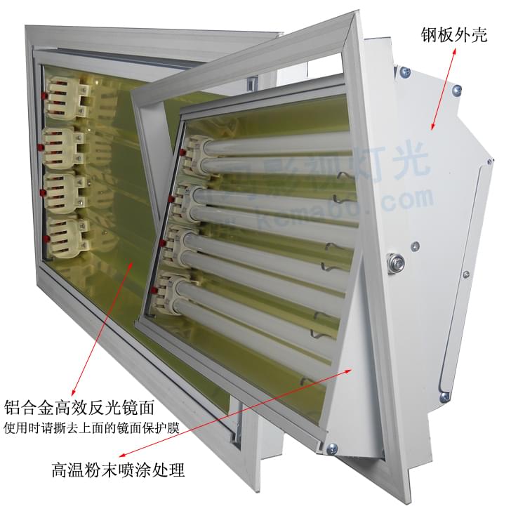 嵌入式三基色柔光燈DSR 4×36W 側面圖